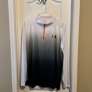 White/grey long sleeve quarter zip sports shirt